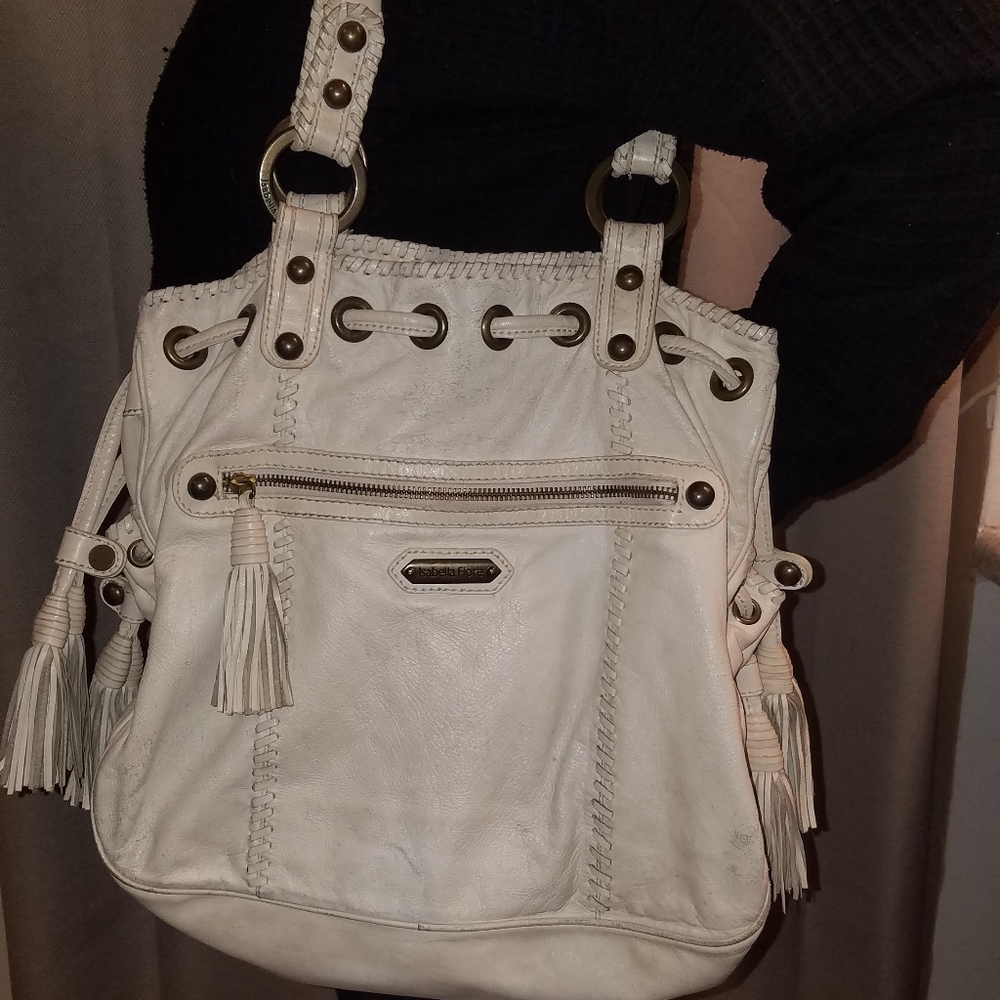 Leather purse. Isabella Fiore. Ivory, off white color.